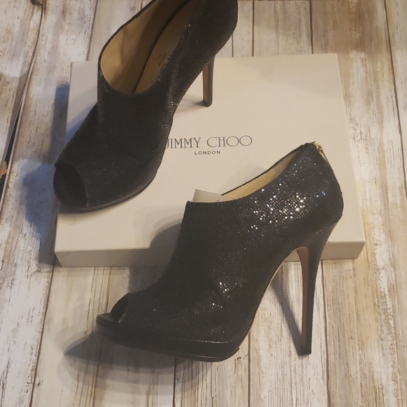 Sale! JIMMY CHOO  PEEPTOE BOOTIES 40 FIT/8.5👇 - Picture 2 of 11